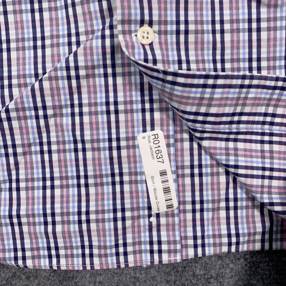 David Donahue Trim Fit Check Luxury Non-Iron Dress Shirt Mens 15 32/33 (S/M) - Picture 5 of 10